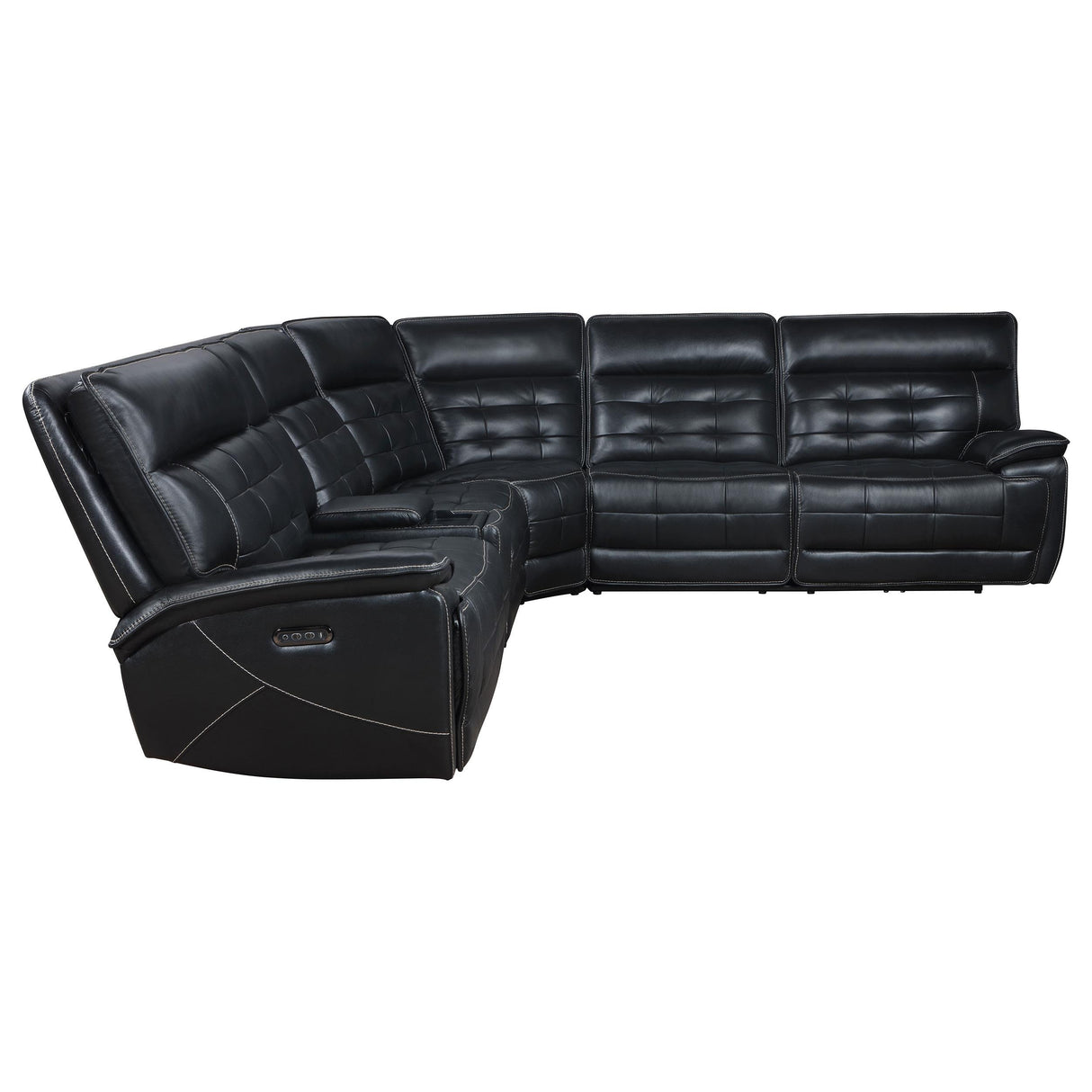 Hewitt Black Leather Upholstered Power Reclining Sectional from Coaster - Luna Furniture