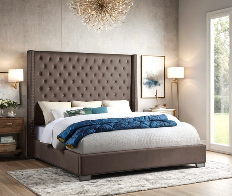 Tykocin Mocha Diamond Tufted Queen Bed from Happy Homes - Luna Furniture