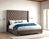 Tykocin Mocha Diamond Tufted Queen Bed from Happy Homes - Luna Furniture