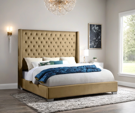 Diamond Mustard/Gold 6FT Tufted Queen Bed from Happy Homes - Luna Furniture