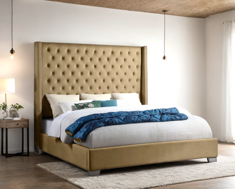 Diamond Mustard/Gold 6FT Tufted Queen Bed from Happy Homes - Luna Furniture