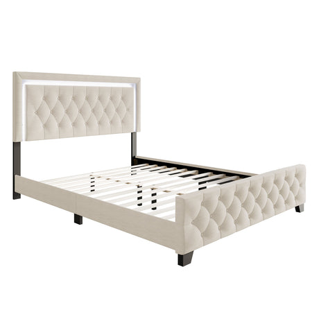 Betty Cream LED Full Upholstered Platform Bed from Happy Homes - Luna Furniture