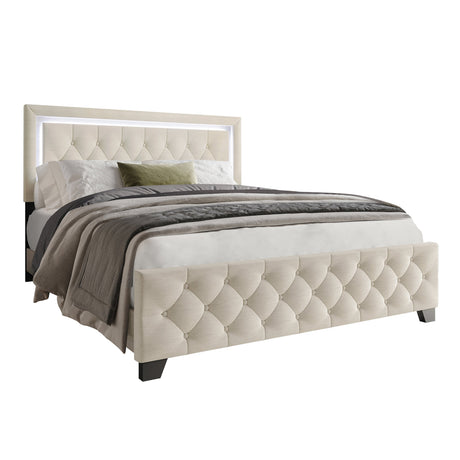 Betty Cream LED Full Upholstered Platform Bed from Happy Homes - Luna Furniture