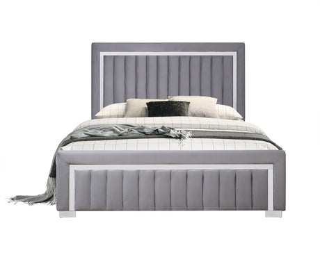 Goodline Gray Velvet Upholstered Full Bed from Happy Homes - Luna Furniture