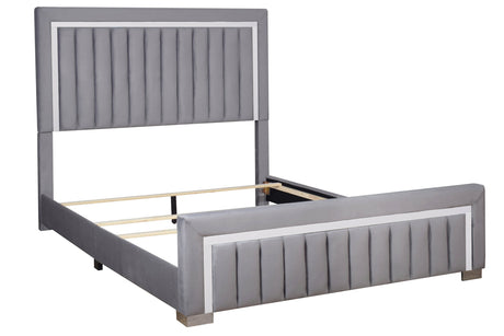 Goodline Gray Velvet Upholstered King Bed from Happy Homes - Luna Furniture