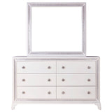 Cassie Illuminating Glam Dresser and Mirror, Shimmering Pearl Finish from Steve Silver - Luna Furniture