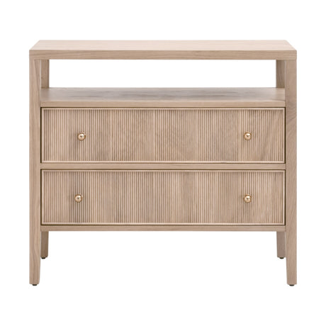 Highland Open Shelf, 2-Drawer Nightstand in Natural Oak from Essentials For Living - Luna Furniture