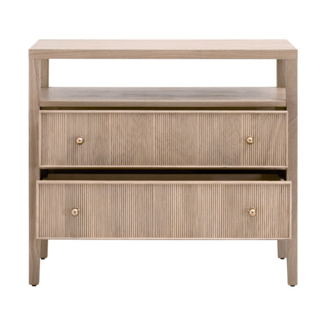 Highland Open Shelf, 2-Drawer Nightstand in Natural Oak from Essentials For Living - Luna Furniture