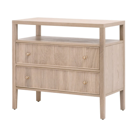 Highland Open Shelf, 2-Drawer Nightstand in Natural Oak from Essentials For Living - Luna Furniture