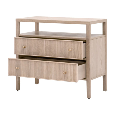Highland Open Shelf, 2-Drawer Nightstand in Natural Oak from Essentials For Living - Luna Furniture