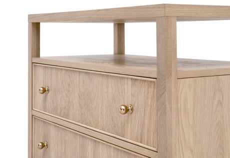 Highland Open Shelf, 2-Drawer Nightstand in Natural Oak from Essentials For Living - Luna Furniture