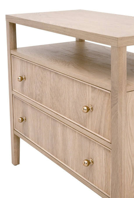 Highland Open Shelf, 2-Drawer Nightstand in Natural Oak from Essentials For Living - Luna Furniture