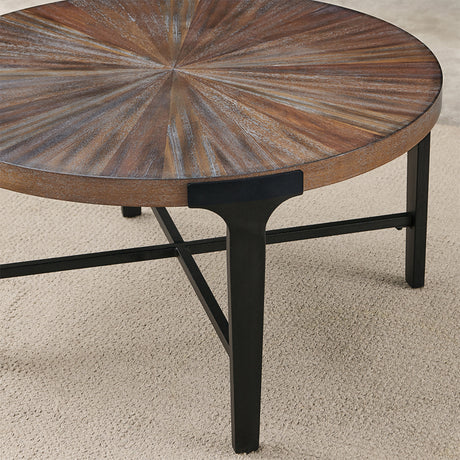 Chevron Cinnamon 36-inch Round Cocktail Table from Steve Silver - Luna Furniture