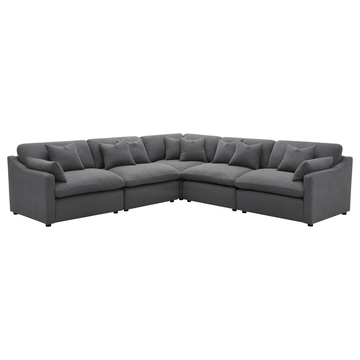 Hobson Charcoal 5-piece Upholstered Modular Sectional Sofa from Coaster - Luna Furniture