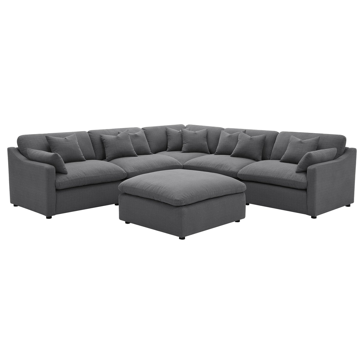Hobson Charcoal 5-Piece Upholstered Modular Sectional with Ottoman from Coaster - Luna Furniture