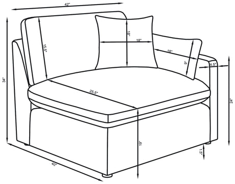 Hobson Charcoal Upholstered RAF Chair from Coaster - Luna Furniture