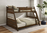 Holden Walnut Wood Veneer Twin Over Full Bunk Bed from Coaster - Luna Furniture
