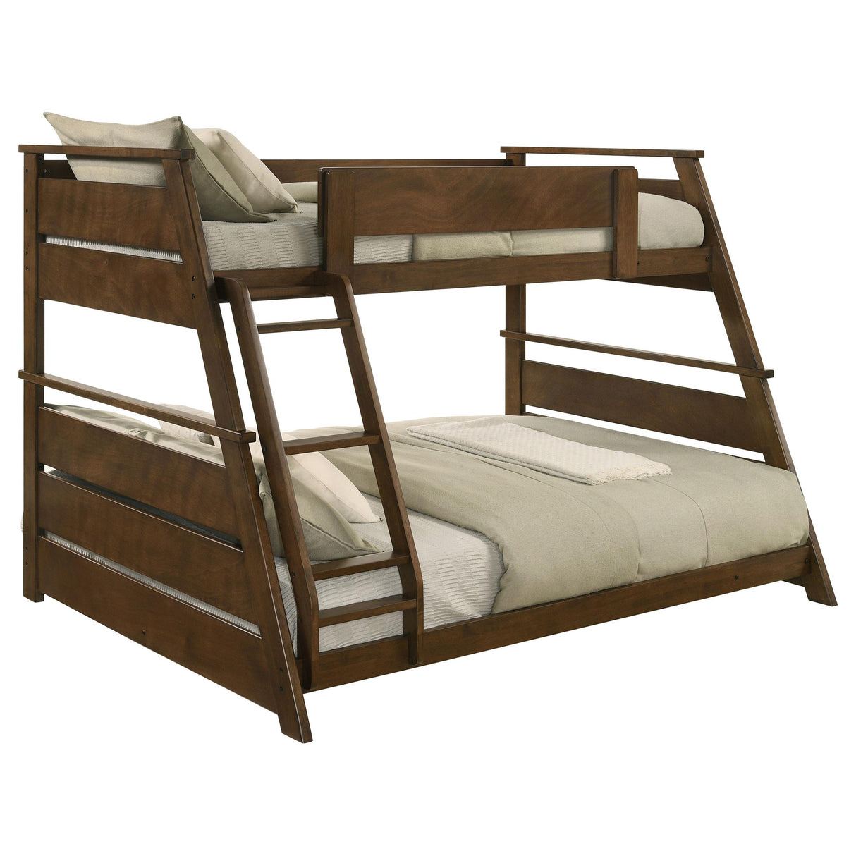 Holden Walnut Wood Veneer Twin Over Full Bunk Bed from Coaster - Luna Furniture