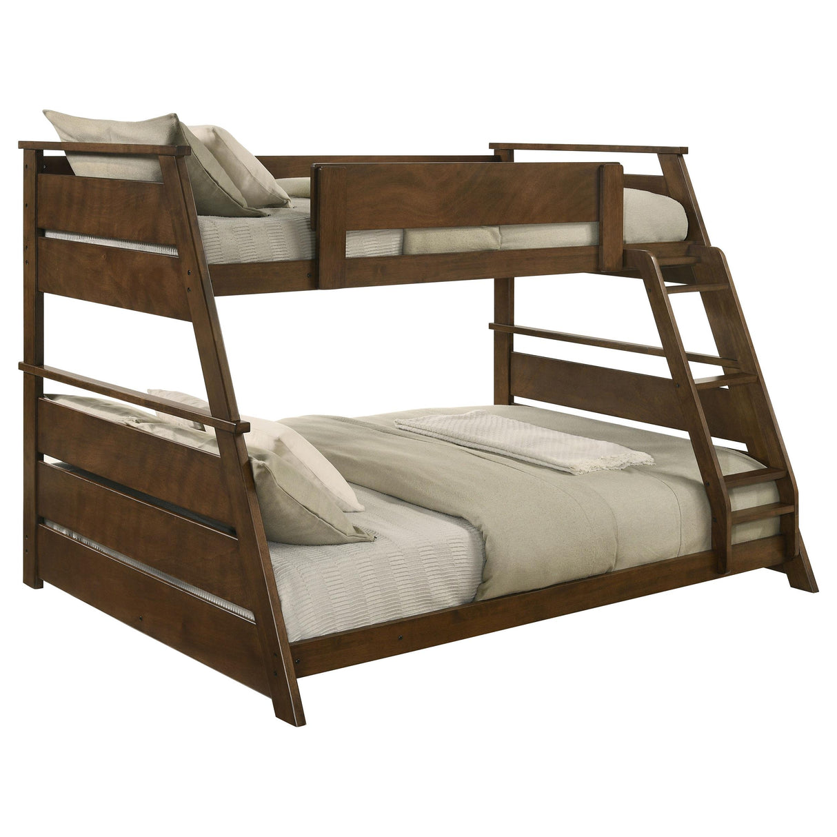 Holden Walnut Wood Veneer Twin Over Full Bunk Bed from Coaster - Luna Furniture