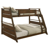 Holden Walnut Wood Veneer Twin Over Full Bunk Bed from Coaster - Luna Furniture