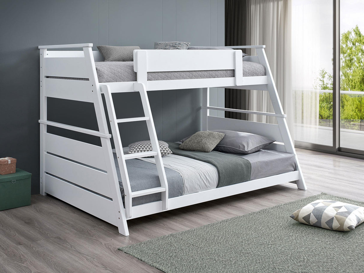 Holden White Wood Veneer Twin Over Full Bunk Bed from Coaster - Luna Furniture