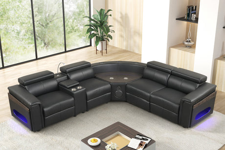 Holiday Black Power Reclining Sectional with Bluetooth Speakers from Happy Homes - Luna Furniture