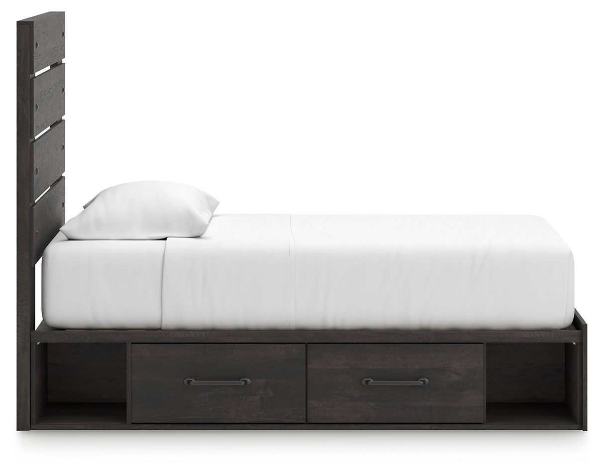 Hollivern Dark Gray Twin Panel Bed with Storage from Ashley - Luna Furniture