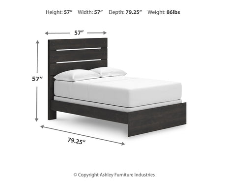 Hollivern Full Panel Bed with Dresser and Nightstand in Dark Gray from Ashley - Luna Furniture