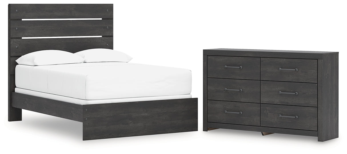 Hollivern Full Panel Bed with Dresser in Dark Gray from Ashley - Luna Furniture