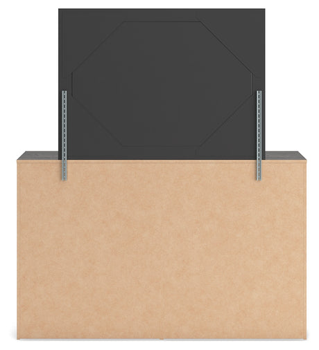Hollivern Full Panel Bed with Mirrored Dresser and Chest in Dark Gray from Ashley - Luna Furniture