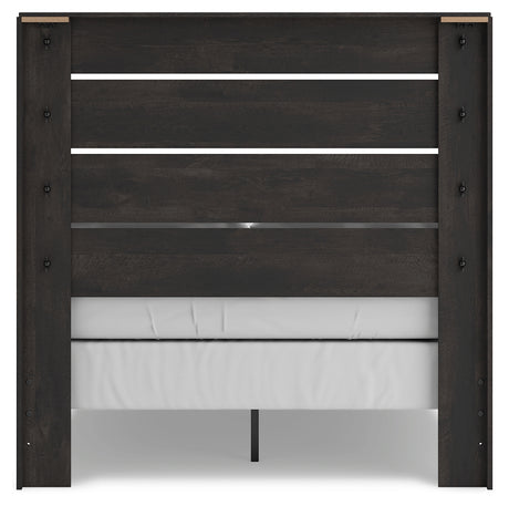 Hollivern Full Panel Bed with Mirrored Dresser and Nightstand in Dark Gray from Ashley - Luna Furniture