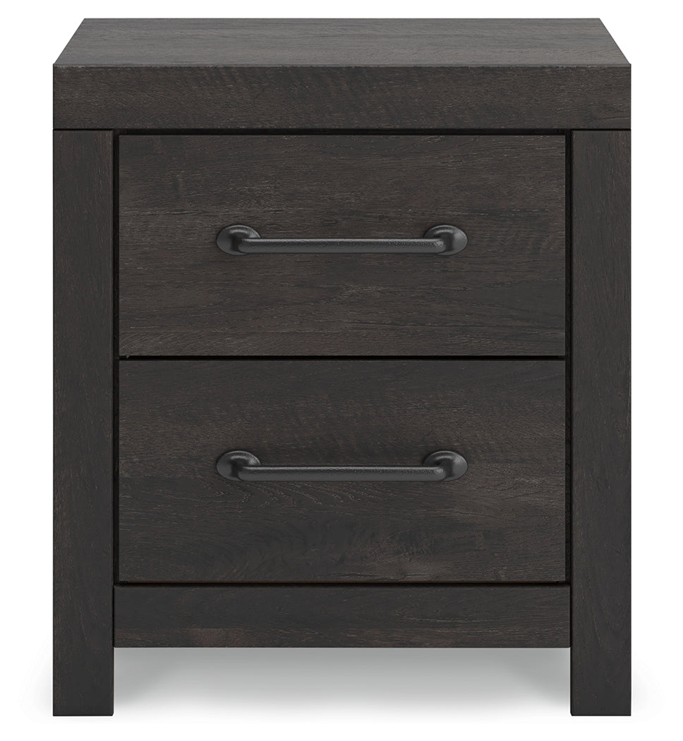 Hollivern Full Panel Bed with Mirrored Dresser and Nightstand in Dark Gray from Ashley - Luna Furniture
