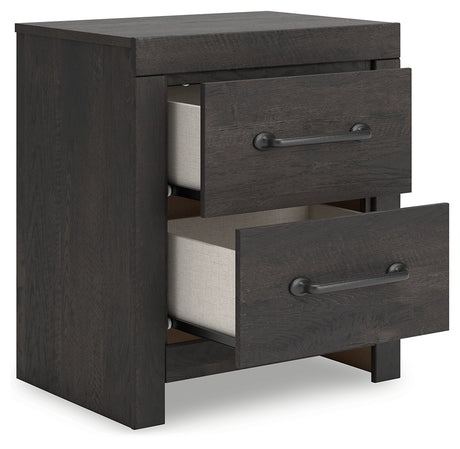 Hollivern Full Panel Bed with Storage with Mirrored Dresser and 2 Nightstands in Dark Gray from Ashley - Luna Furniture