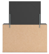 Hollivern Full Panel Bed with Storage with Mirrored Dresser and 2 Nightstands in Dark Gray from Ashley - Luna Furniture