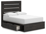 Hollivern Full Panel Bed with Storage with Mirrored Dresser, Chest and 2 Nightstands in Dark Gray from Ashley - Luna Furniture