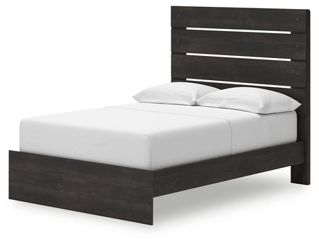 Hollivern Full Panel Bed with Storage with Mirrored Dresser, Chest and 2 Nightstands in Dark Gray from Ashley - Luna Furniture