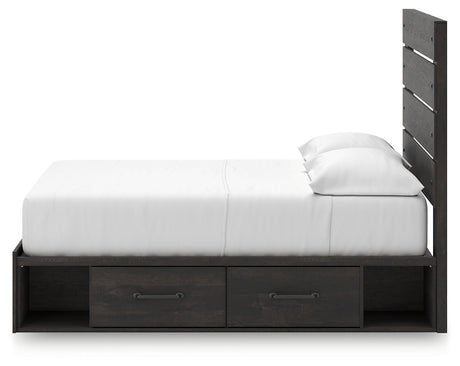 Hollivern Full Panel Bed with Storage with Mirrored Dresser, Chest and Nightstand in Dark Gray from Ashley - Luna Furniture
