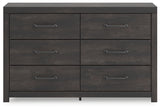 Hollivern King Panel Bed with Dresser and Nightstand in Dark Gray from Ashley - Luna Furniture