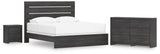 Hollivern King Panel Bed with Dresser and Nightstand in Dark Gray from Ashley - Luna Furniture
