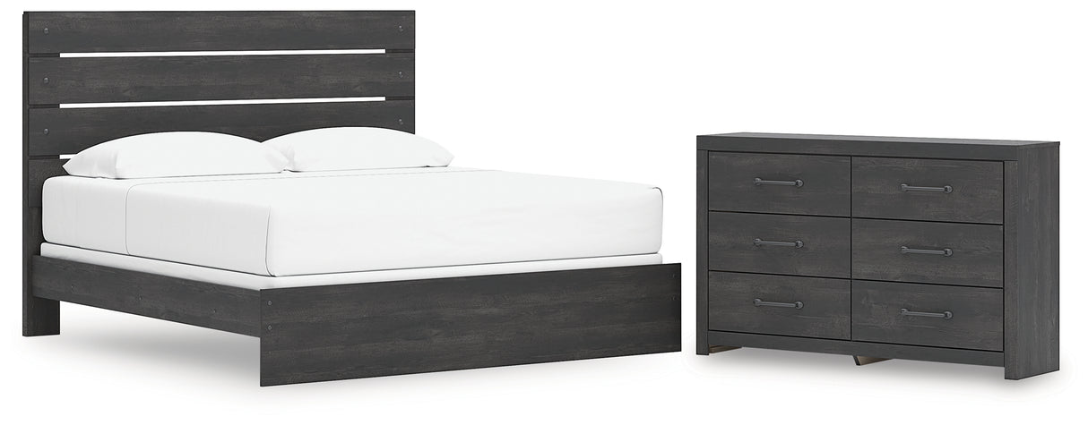Hollivern King Panel Bed with Dresser in Dark Gray from Ashley - Luna Furniture