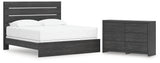 Hollivern King Panel Bed with Dresser in Dark Gray from Ashley - Luna Furniture