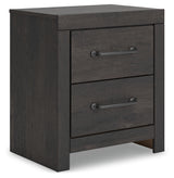 Hollivern King Panel Bed with Mirrored Dresser, Chest and 2 Nightstands in Dark Gray from Ashley - Luna Furniture