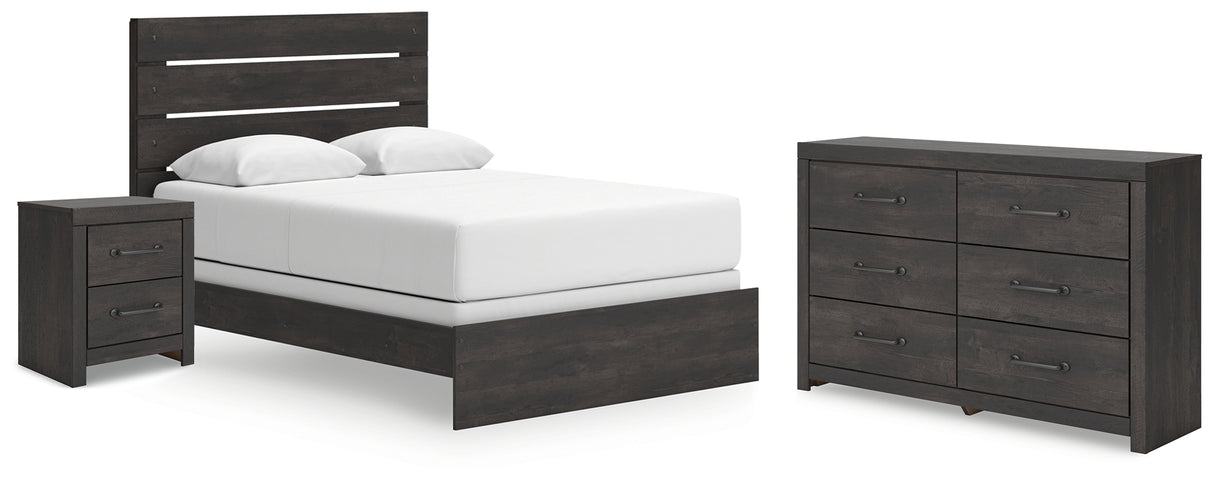 Hollivern Queen Panel Bed with Dresser and Nightstand in Dark Gray from Ashley - Luna Furniture