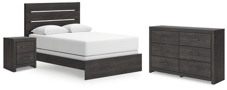 Hollivern Queen Panel Bed with Dresser and Nightstand in Dark Gray from Ashley - Luna Furniture