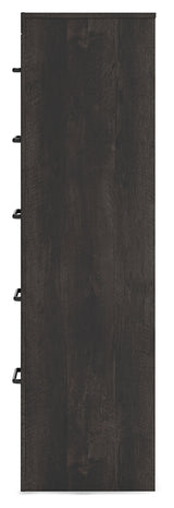 Hollivern Queen Panel Bed with Mirrored Dresser and Chest in Dark Gray from Ashley - Luna Furniture