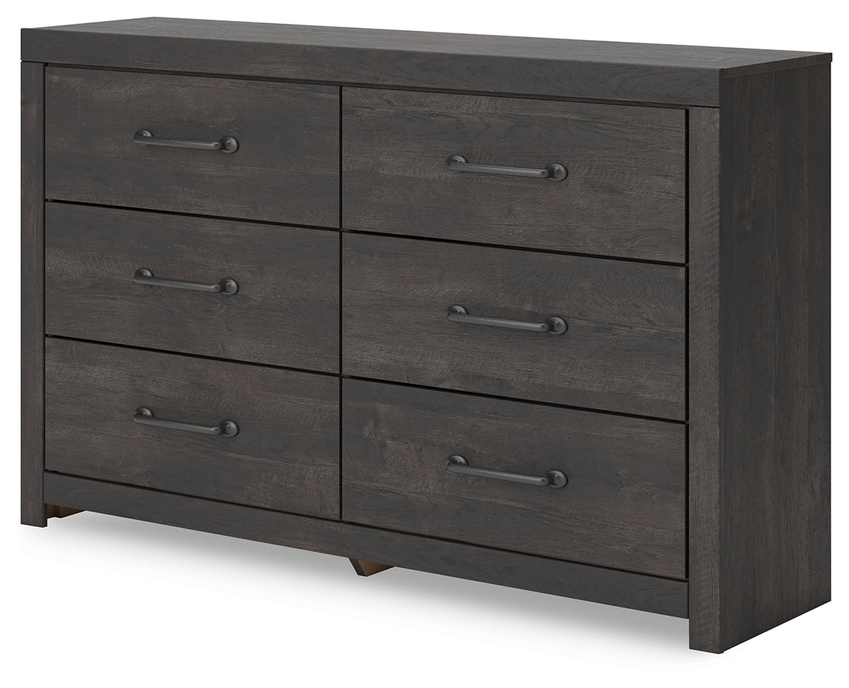 Hollivern Twin Panel Bed with Dresser and Nightstand in Dark Gray from Ashley - Luna Furniture
