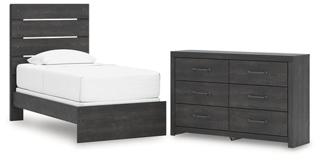 Hollivern Twin Panel Bed with Dresser in Dark Gray from Ashley - Luna Furniture