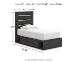 Hollivern Twin Panel Bed with Storage with Dresser and Nightstand in Dark Gray from Ashley - Luna Furniture
