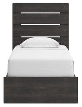 Hollivern Twin Panel Bed with Storage with Mirrored Dresser, Chest and 2 Nightstands in Dark Gray from Ashley - Luna Furniture