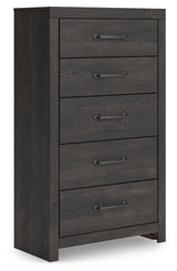 Hollivern Twin Panel Bed with Storage with Mirrored Dresser, Chest and Nightstand in Dark Gray from Ashley - Luna Furniture